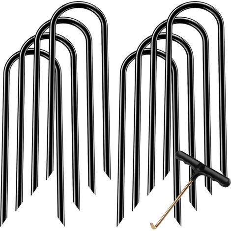 Trampoline Spike Anchor Suitable for Heavy Metal U Pegs Accessories Set of 8 Galvanised Steel Anti-Rust 30 cm, Trampoline Accessories (1/5)