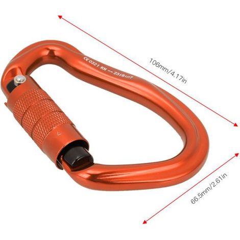 Mousqueton d'extérieur - - Aluminium - Boucle de sécurité - Orange - 23 kN de résistance (1/5)