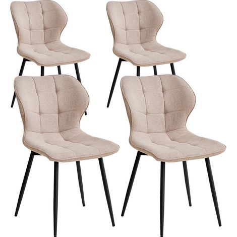 Wokaka Confezione da 4 sedie - Sedie da pranzo in stile retrò - Beige - Sedie in tessuto