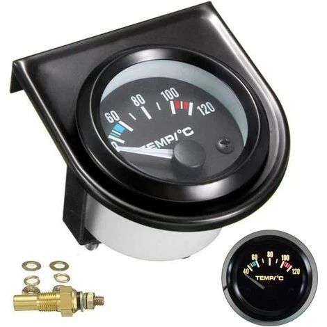 Thermomètre Eau - Cadran LED Noir 52 mm - Plage 40 à 120 °C - Alarme Température - Pour Bateau Yacht 12 V - Kit Complet (1/5)