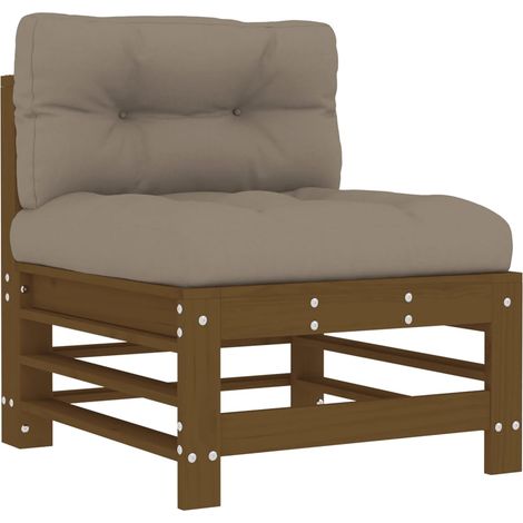 Canapé central,Canapé d'extérieur,Sofa de jardin avec coussins marron miel bois de pin solide CFW485045 (1/5)
