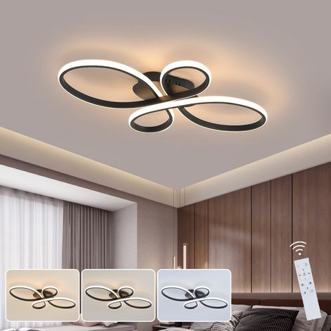 Plafonnier LED moderne 60 cm, Lustre LED à anneaux floraux avec télécommande, Plafonnier LED 36 W à intensité variable, 3 températures de couleur (1/5)