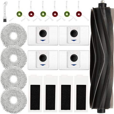 20 Stück Zubehör für Ecovacs Deebot T20 Omni / T20e Omni Saugroboter, 1 Gummi Hauptbürste 4 Staubbeutel 4 Wischtücher 4 Filter 6 Seitenbürsten 1 Reinigungsbürste