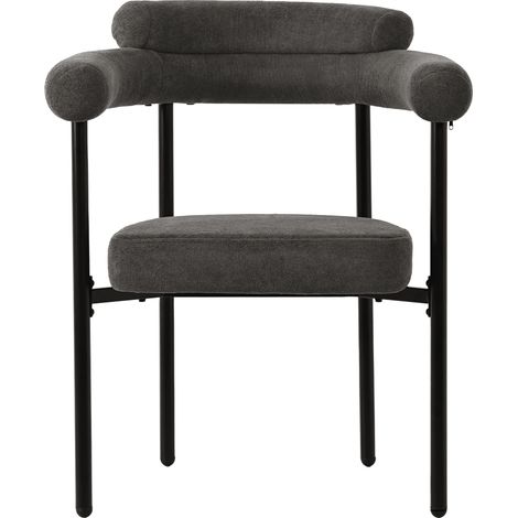 ELVMI Lot de 4 Esszimmerstühle aus Wildlederstoff, Ergonomische Rückenlehne, Eisen, Dunkelgrau (1/5)