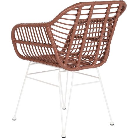 Lot de 2 chaises de jardin en rotin synthétique et métal coloris blanc - Longueur 57 x Profondeur 62 x hauteur 81 cm -PEGANE- (1/4)