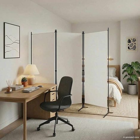 vidaXL Biombo divisor de 3 paneles tela blanco 260x180 cm (1/5)