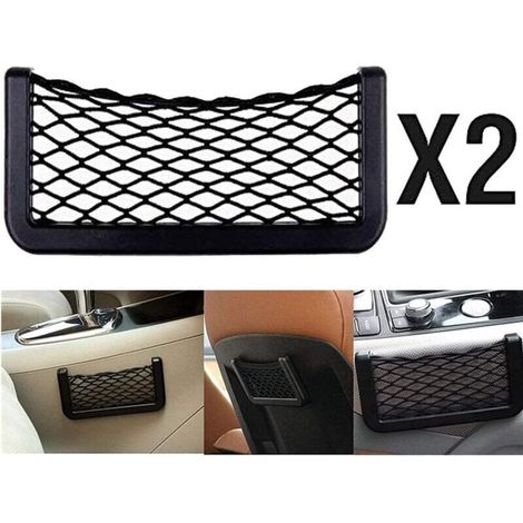 Netztaschen-Organizer, universelle Aufbewahrungsnetztasche für die Autositzlehne, String Bag, Mesh-Taschen-Organizer, selbstklebend für Geldbörse (2 Stück)