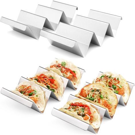 Taco-Halter, 4er-Pack – Taco-Ständer aus Edelstahl, Tablett-Stil (1/5)