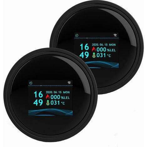 (Lot de 2) Capteur de gaz naturel WiFi - Alarme intelligente - Détecteur de fuites de gaz - Écran LCD numérique (1/5)