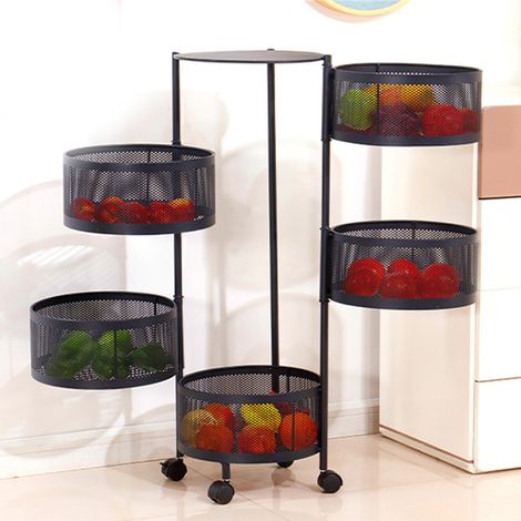 Étagère de Rangement Tournante 5 Niveaux, Grande Capacité, Plateau Amovible pour Cuisine (1/3)