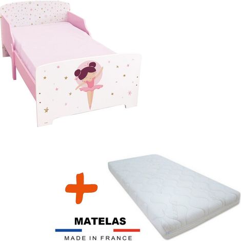 Lit+ matelas Ballerine Lit + Sommier +lattes + Matelas - 70x140 cm (1/3)