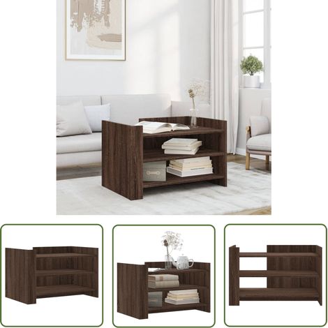 The Living Store Table basse chêne marron 80x50x50 cm Bois d'ingénierie - Table Basse - Meuble Salon - Table D'appoint - Table Design - Table Ronde (1/5)
