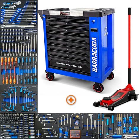 Servante d'atelier Racing 1 MAX+ – Pack avec cric hydraulique 4T – 9 tiroirs en acier – Mobilité 4 roues – Outils en mousse haute densité
