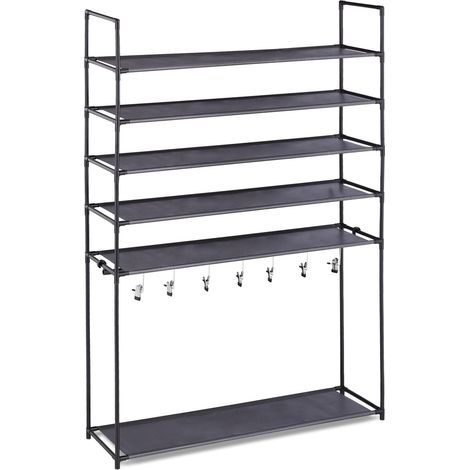 Scarpiera a 6 livelli portaoggetti da corridoio 153 x 99 x 30 cm montaggio rapido in metallo grigio 130011346