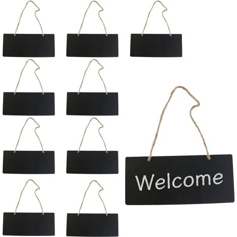 Ardoises en Bois avec Cordons, 10 Pcs, Noir (1/5)