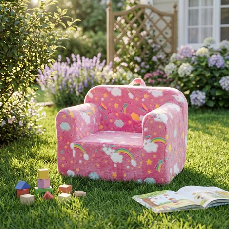Canapé pour enfants, fauteuil enfant avec poignée de transport et poches latérales, fauteuil en mousse pour tout-petits, fauteuil avec accoudoirs pour tout-petits, canapé léger pour enfant, arc-en-cie (1/5)