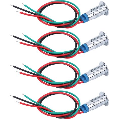 2 Couleurs LED Lumière de Signalisation 8mm Rouge Vert 12-24V, 4 Pièces Étanches Métal Anode Commune