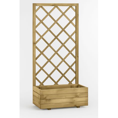 FIORIERA DA ESTERNO CON GRIGLIA IN LEGNO 70x35xh140 cm "ECOFLORA" IDEALE PER PIANTE RAMPICANTI (1/2)