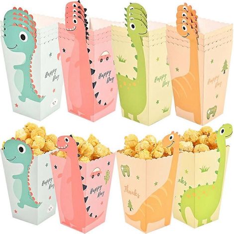 12 Stück Dinosaurier-Popcorn-Boxen, Papiertüten für Desserts und Süßigkeiten – ideal für Kindergeburtstage und Weihnachten