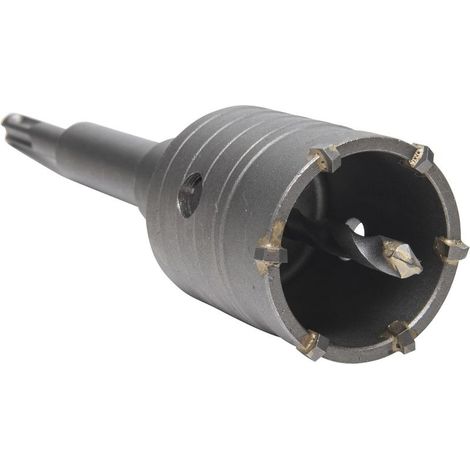 Sega a tazza per calcestruzzo da 50 mm con adattatore SDS Plus da 110 mm + punta elicoidale + vite di posizionamento, per fori in mattoni, calcestruzzo, cemento, pietra e condizionatori d'aria. (1/5)