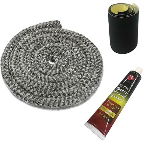 Wood Stove Seal Kit 12mm Wood Stove Door Seal Kit Fiberglass Gasket Replacement Rope for Stove or Fireplace Length 1.8m (1/4)