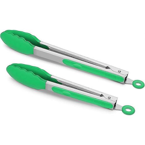 Set mit 2 Küchenzangen. Hochwertige Grillzange aus Edelstahl mit Verriegelungsmechanismus, Längen 23 cm und 30 cm, Silikonbeschichtung. (1/4)