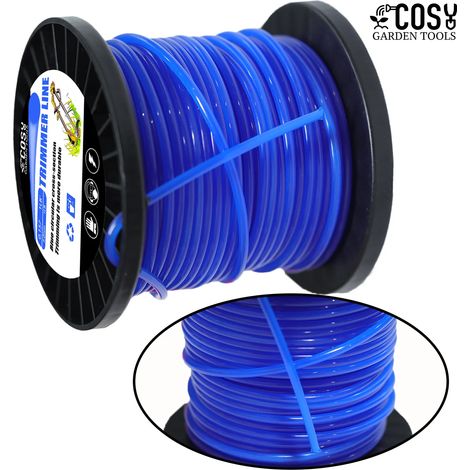 (bleu - 1 lb - 1 pièce, 2 mm) Fil de coupe-bordures circulaire en nylon orange ou bleu, plus long, pour débroussailleuse et tondeuse à gazon. (1/5)