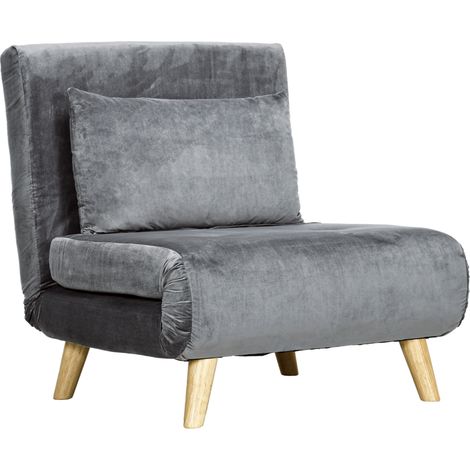 Fauteuil convertible 2 en 1 (lit d'appoint), 72 cm x 78 cm x 79 cm, gris