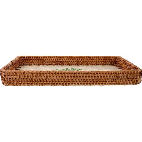 Plateau de Service Tissé pour Salle de Bain Coiffeuse et Rangement de Table Design Bohème avec Motif'-'- (1/5)