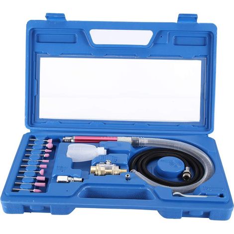 Kit de Meuleuse Pneumatique, 19Pcs Meuleuse Droite Pneumatique à Matrice 54000rpm Die Grinder Kit 3-6 mm Mandrin 16 mm Stylo Polissage à la Main Gravure Angle d'Air Die Grinder Tool (1/5)
