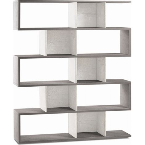 Estantería Modular 150L x 38P x h180 – Acabado Cemento y Blanco Opaco – Sarmog
