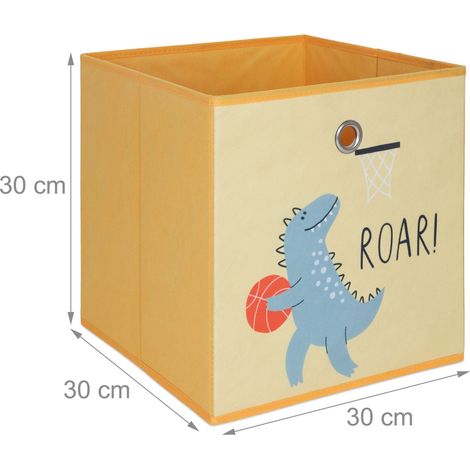 Lote de 3 cajas de almacenamiento infantiles plegables 30 x 30 x 30 cm motivos de animales prácticas de tela multicolor 130017277 (1/3)