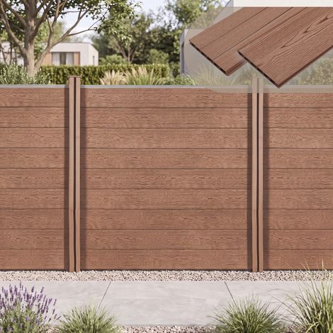 Gartenzaun Getafe WPC mit Pfosten 183x705 cm Braun neu.holz
