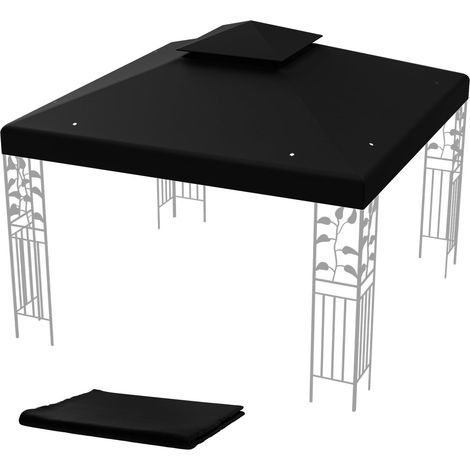 COSTWAY Tetto di Ricambio per Gazebo da Giardino Copertura di Ricambio Gazebo 3 x 3 m (Nero) (1/5)