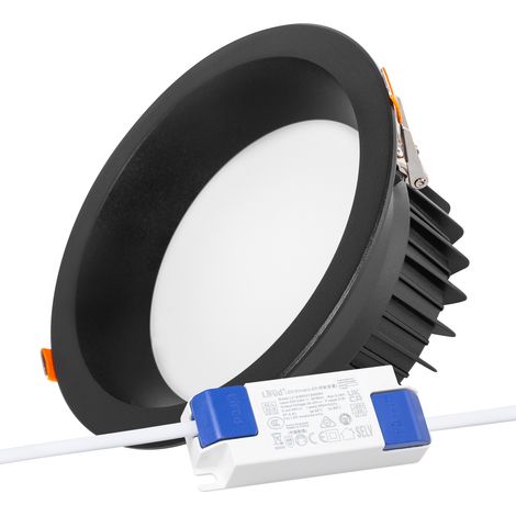 Foco Downlight Circular LED 20W 2.000Lm 3000ºK Anti-Deslumbrante UGR19 40.000H Negro