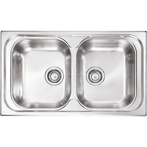 Lavello Plados in acciaio 2 vasche più scolapiatti 860x500