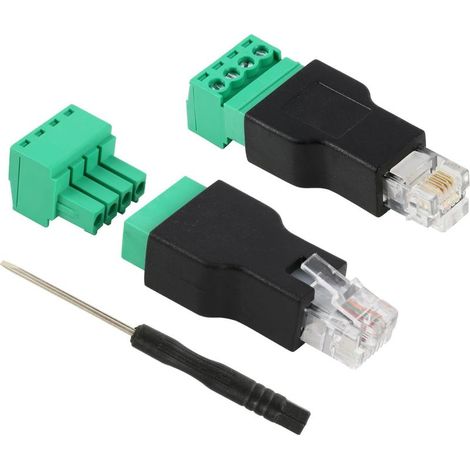 2 PCS RJ11 6P4C Mâle vers connecteur à borne 4 Broches,RJ11 Type à Vis pour Connexions Téléphoniques et CCTV,Adaptateur de Connecteur Vidéo,Adaptateur 6P4C vers Terminal à vis (1/5)