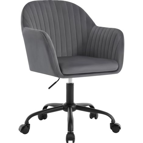 WOLTU Silla de Oficina Ergonómica Acolchada de Terciopelo Escritorio Giratoria con Ruedas Altura Regulable, Gris Oscuro