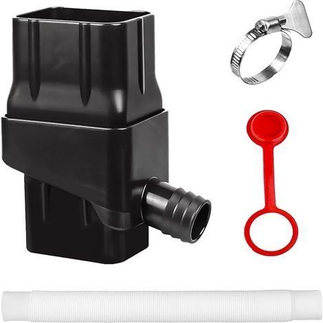 Collecteur Récupérateur Eau de Pluie, Kit Recuperateur d Eau de Pluie pour Gouttière Rectangulaire, Recuperateur d Eau de Pluie, Récupérateur D'eau de Pluie Rectangulaire avec Tuyau,Collier de Serrage (1/5)