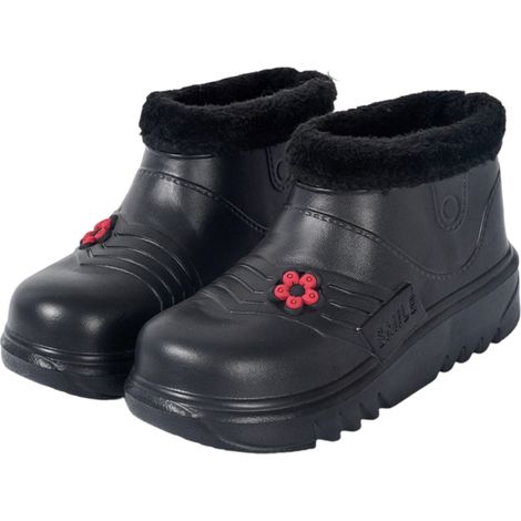 Bottes En Caoutchouc Pour Femme - Doublure Polaire Imperméable - Semelle Antidérapante - Usage Hiver Et Travail Humide - Taille 40 Noir (1/5)