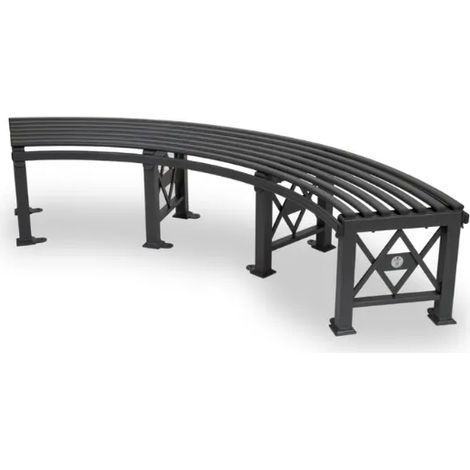 Panca Deimos dritta curva Giochipark acciaio zincato verniciato cm 150x49x47h - Grigio micaceo - Curvo