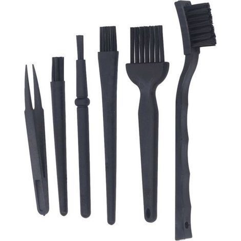 Brosse antistatique Brosse de nettoyage antistatique avec pincettes, 6 pièces, poils durs, pour clavier bricolage pinceau (1/4)