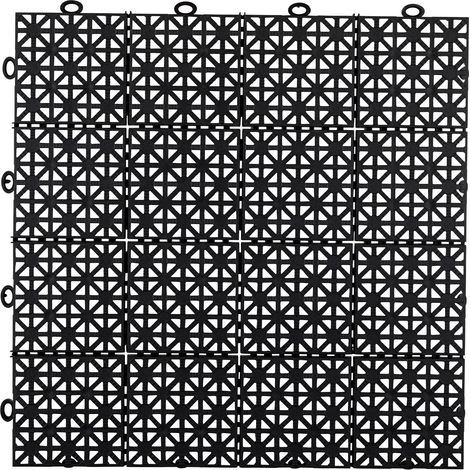 Dalle Plastique Noire Clipsable Épaisseur 12mm - Motif Carreaux 30x30 cm - Usage Intensif Extérieur - Lot de 11 Dalles (1 m²) (1/3)