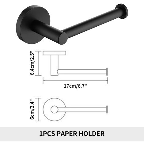 Porte-papier toilette noir mat avec support pour téléphone, fixation murale, en acier inoxydable brossé doré. Accessoires de salle de bain. (1/5)