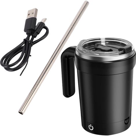 Mug Auto Mélangeur Automatique Tasse Café Portable Magnétique Électrique – Inox Bureau Cuisine Voyage, Noir (1/4)