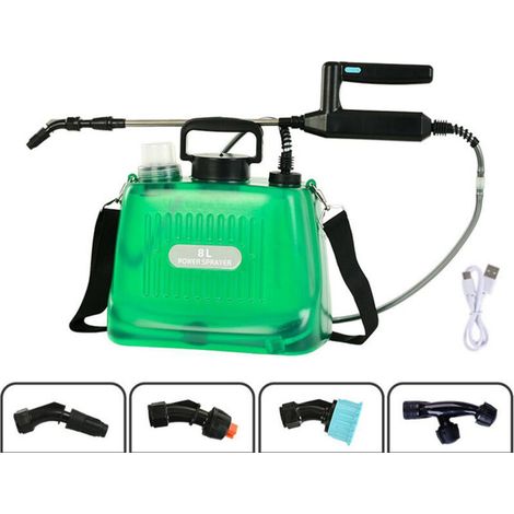 Arroseur électrique, petit arrosoir de jardin, arrosoir, pulvérisateur de jardin avec USB, pulvérisateur domestique, 4 buses de pulvérisation, rampe de pulvérisation télescopique, idéal pour le jardin