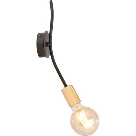 Applique Industrial 1 Luce Bolt In Acciaio Nero E Oro A Braccio (1/4)