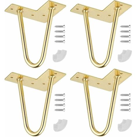 6 pouces Pieds de Table en Epingle à Cheveux, 4 Pouces Pieds de Table en Métal Bricolage, (d'or) (1/4)