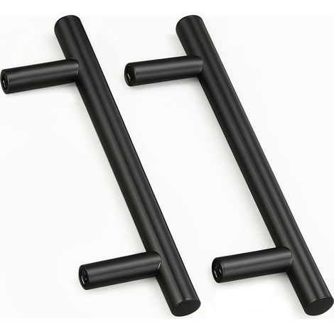 2 Unités En Noir acier inoxydable Boutons De Porte Tirer La Poignée De Meubles avec Vis pour Tiroir Meuble Cuisine Cuisine Home Decorating, Distance entre centres des trous 160 mm