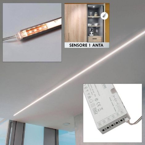 TrAdE Shop Traesio - Kit 3 Pz Barra Led 36 W Profilo Alimentatore 12v Luce 4000k Interruttore Sensore - (1/5)